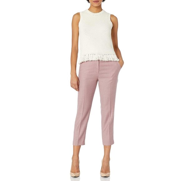 Theory Meenara Crosshatched Knit Tank Sweater Fringe Tassel Boho Bohemian Woven - Picture 15 of 15